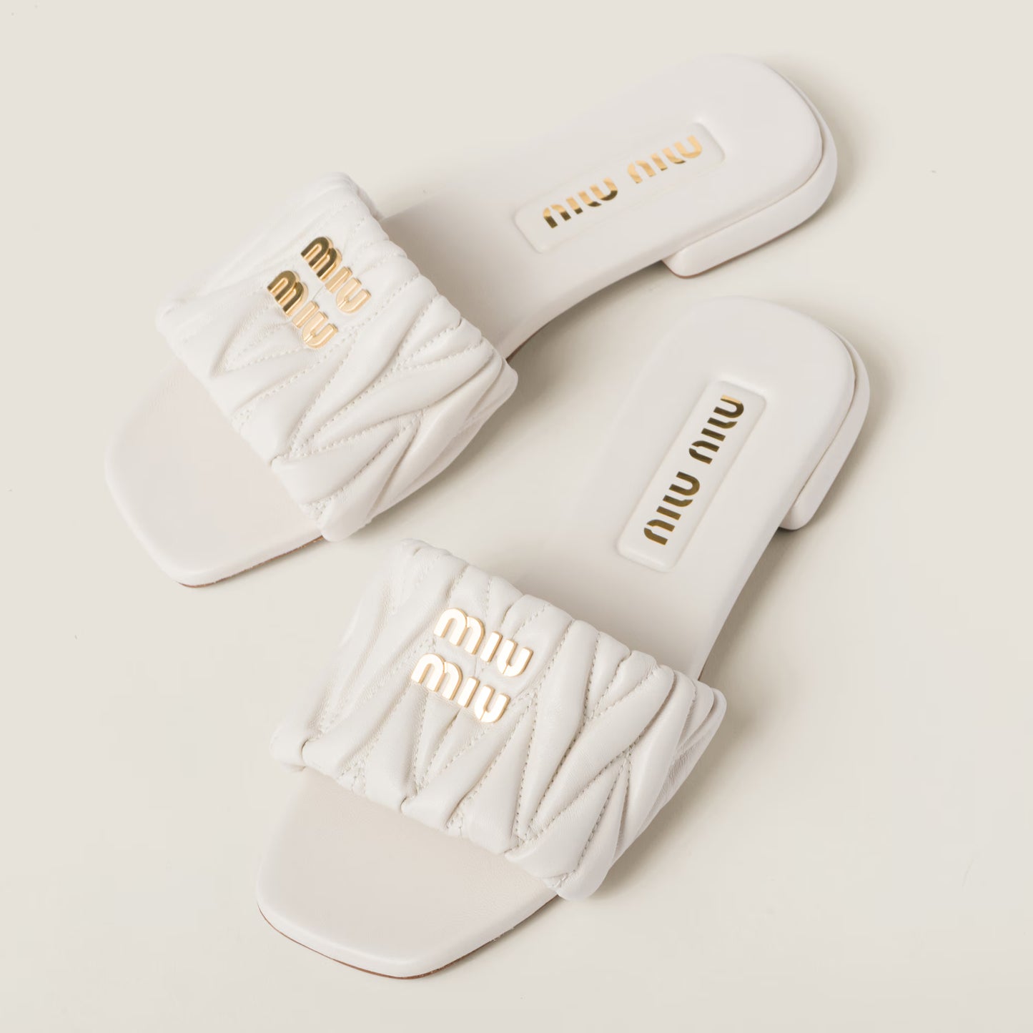 Mules en cuir nappa matelassé Blanc