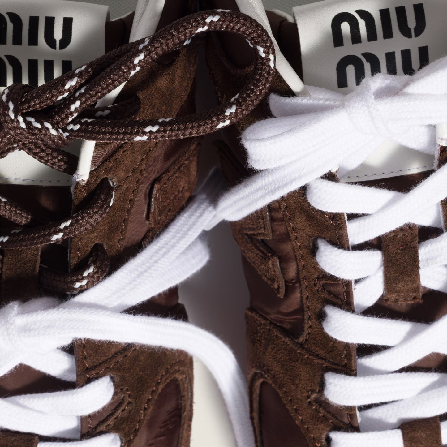 Baskets 530 SL New Balance x Miu Miu en tissu technique et daim Marron Cacao