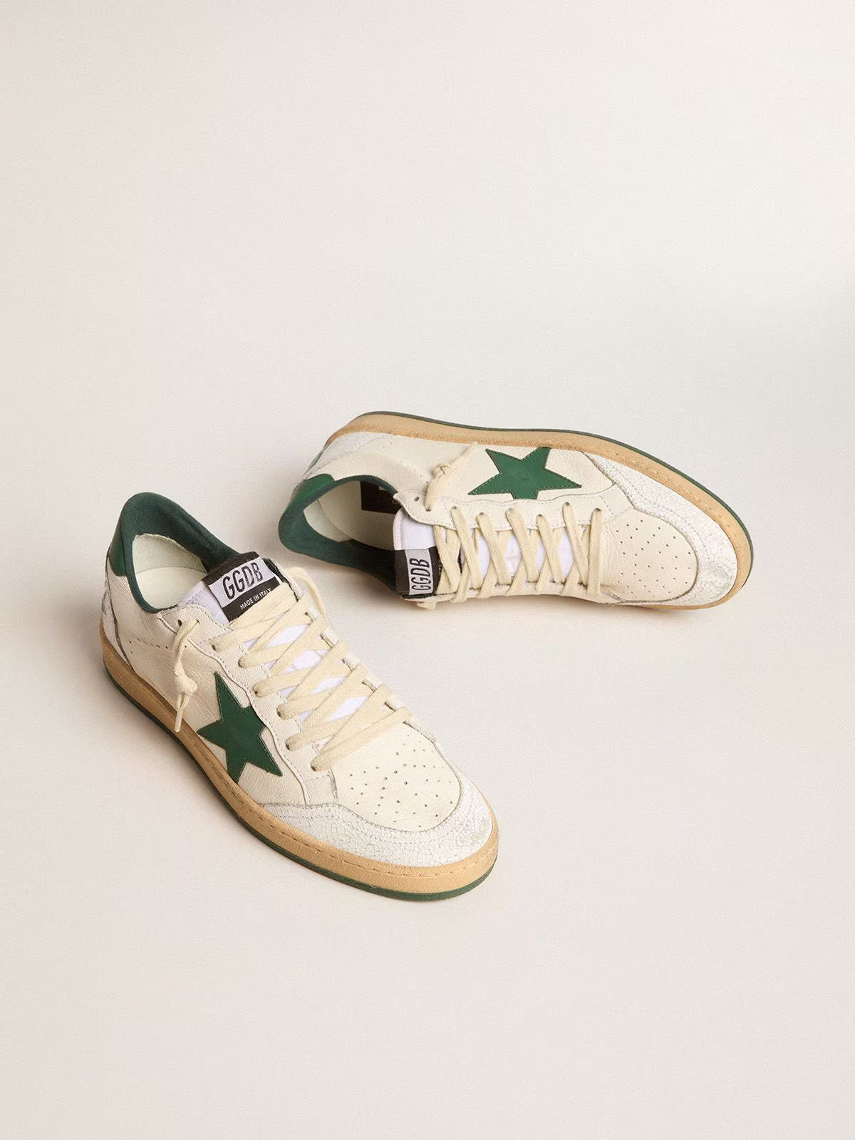 Ball Star Wishes pour homme en cuir nappa blanc avec étoile et contrefort en cuir vert