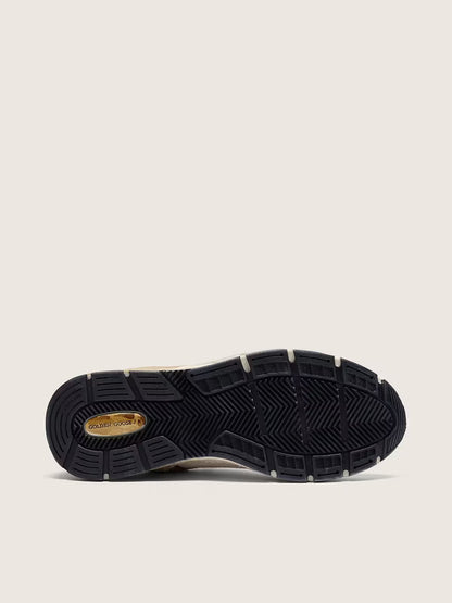 Dad-Star pour homme en cuir velours et résille avec étoile en cuir blanc et contrefort en cuir beige