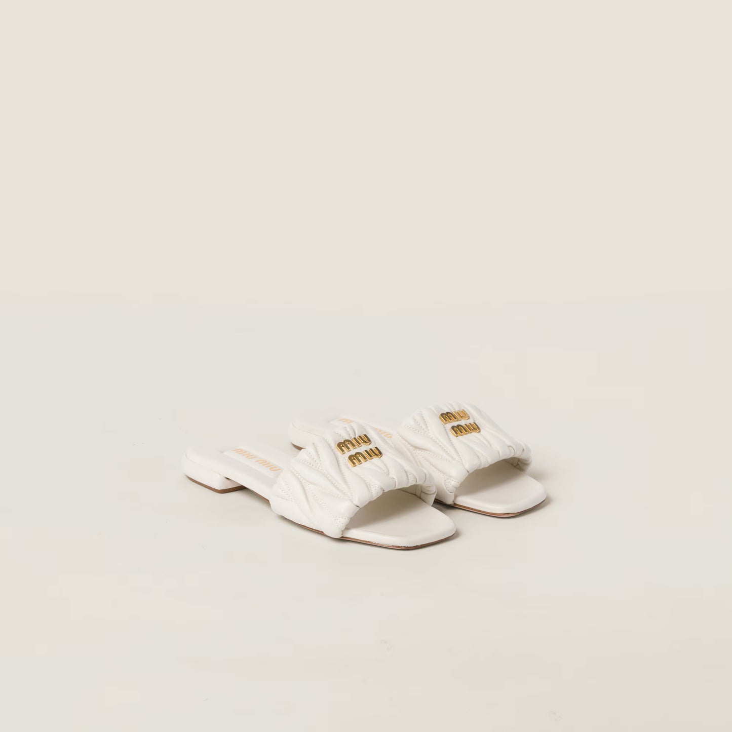Mules en cuir nappa matelassé Blanc