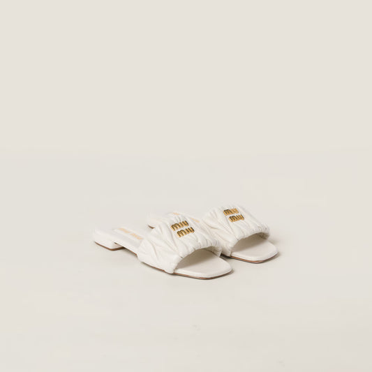 Mules en cuir nappa matelassé Blanc