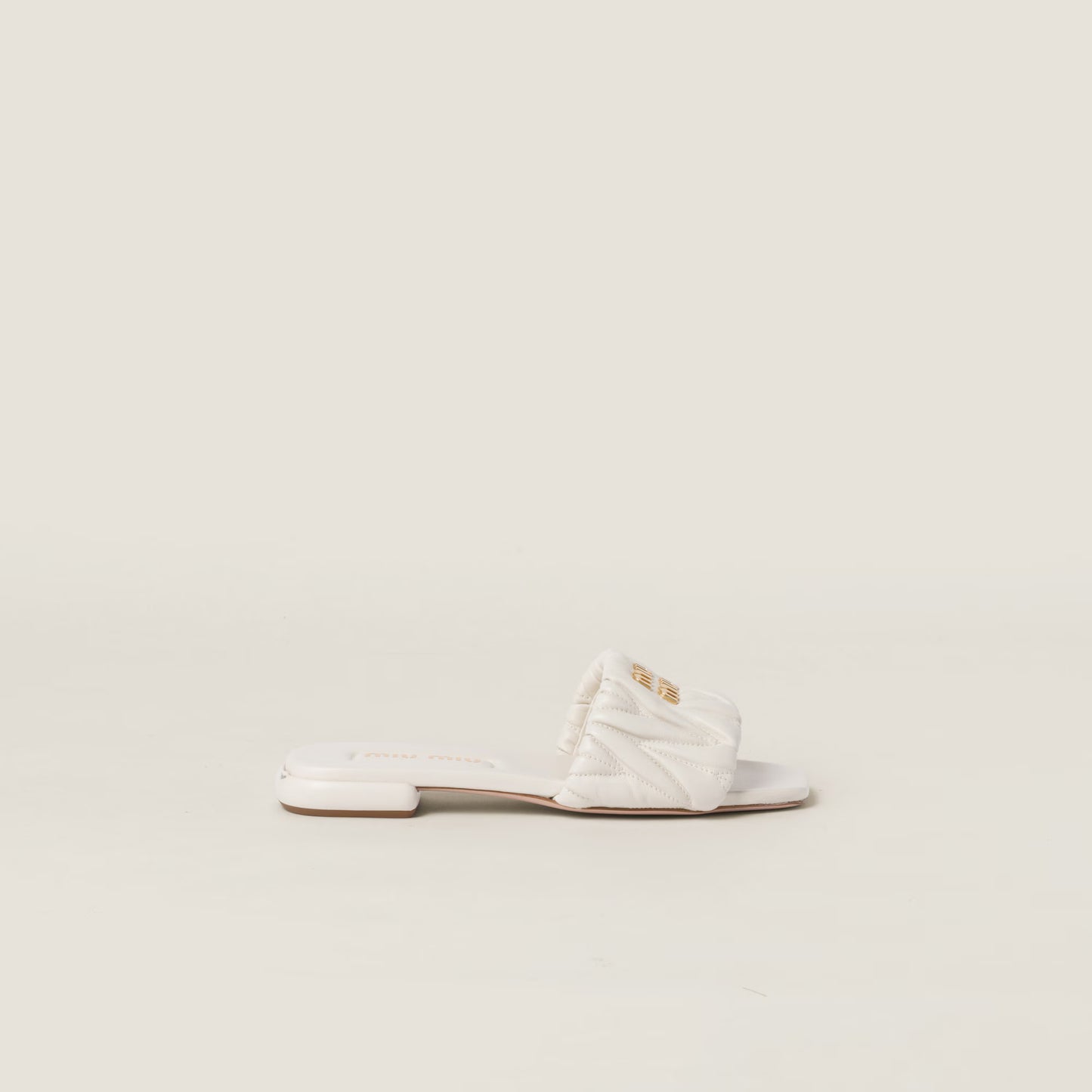 Mules en cuir nappa matelassé Blanc