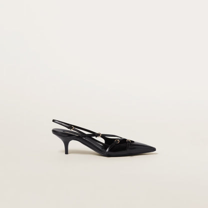 Sandales à bride arrière et boucles en cuir brossé Noir