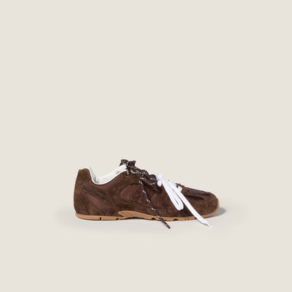 Baskets 530 SL New Balance x Miu Miu en tissu technique et daim Marron Cacao