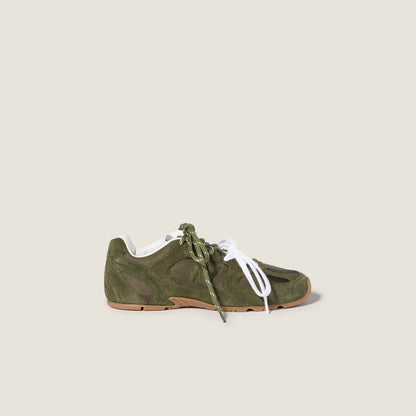 Baskets 530 SL New Balance x Miu Miu en tissu technique et daim Vert Forêt