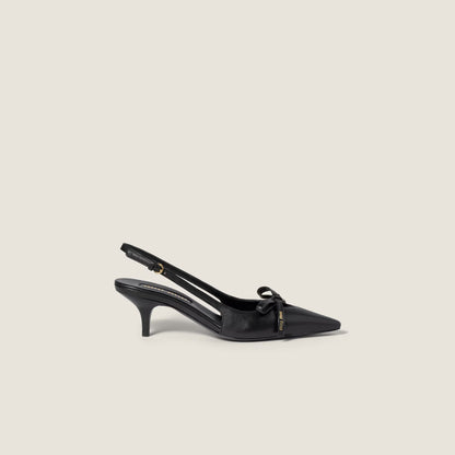 Escarpins slingback en cuir avec nœud