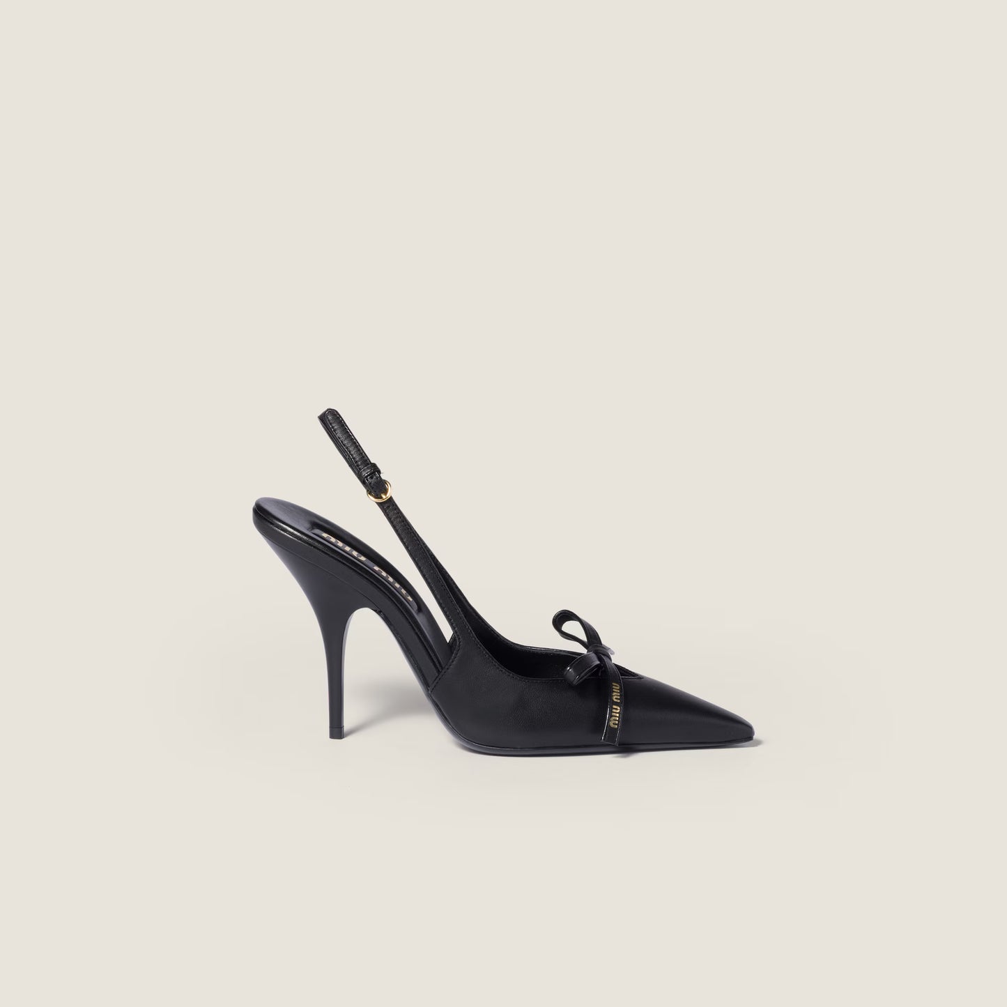 Escarpins slingback en cuir avec nœud Noir
