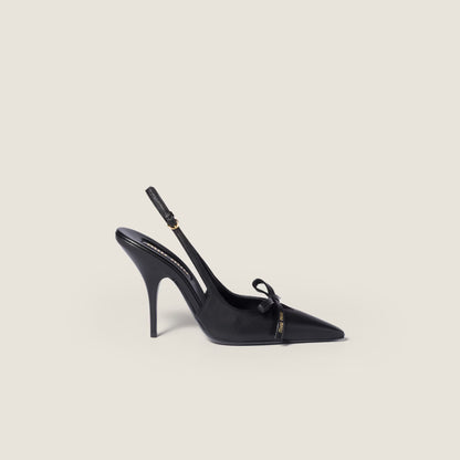 Escarpins slingback en cuir avec nœud Noir