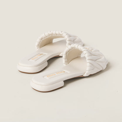 Mules en cuir nappa matelassé Blanc