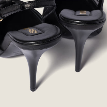 Escarpins slingback en cuir avec nœud Noir