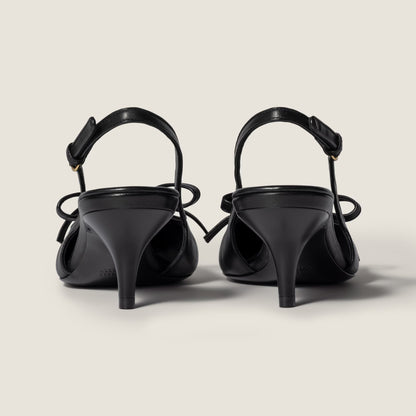 Escarpins slingback en cuir avec nœud