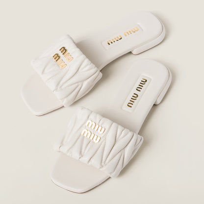 Mules en cuir nappa matelassé Blanc