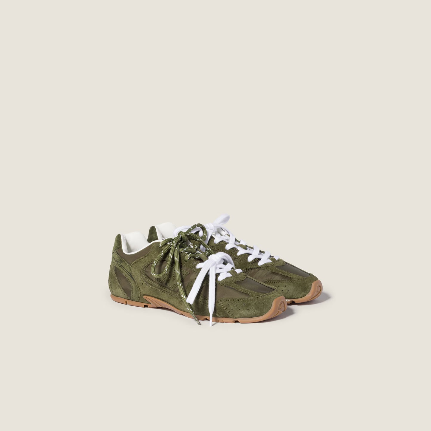 Baskets 530 SL New Balance x Miu Miu en tissu technique et daim Vert Forêt