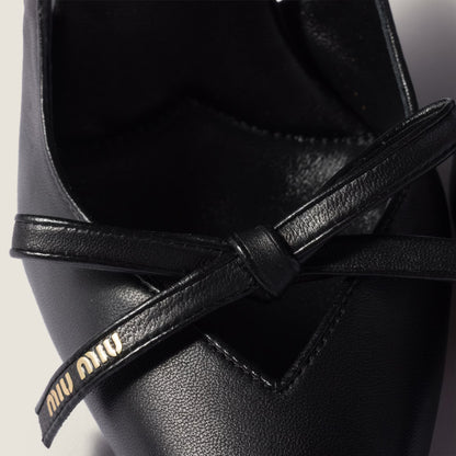 Escarpins slingback en cuir avec nœud Noir