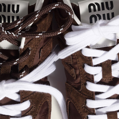 Baskets 530 SL New Balance x Miu Miu en tissu technique et daim Marron Cacao