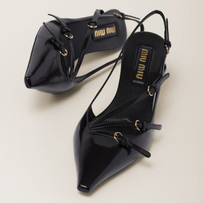 Sandales à bride arrière et boucles en cuir brossé Noir