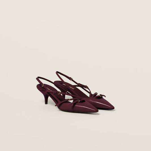 Sandales à bride arrière et boucles en cuir verni Carmin