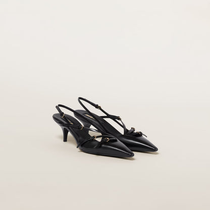 Sandales à bride arrière et boucles en cuir brossé Noir