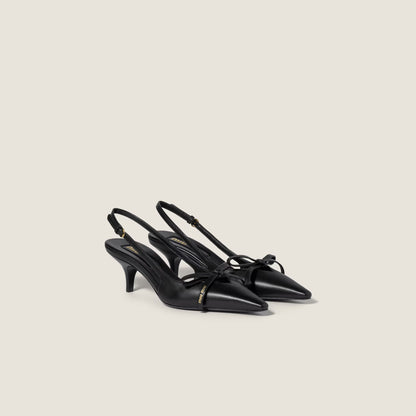 Escarpins slingback en cuir avec nœud